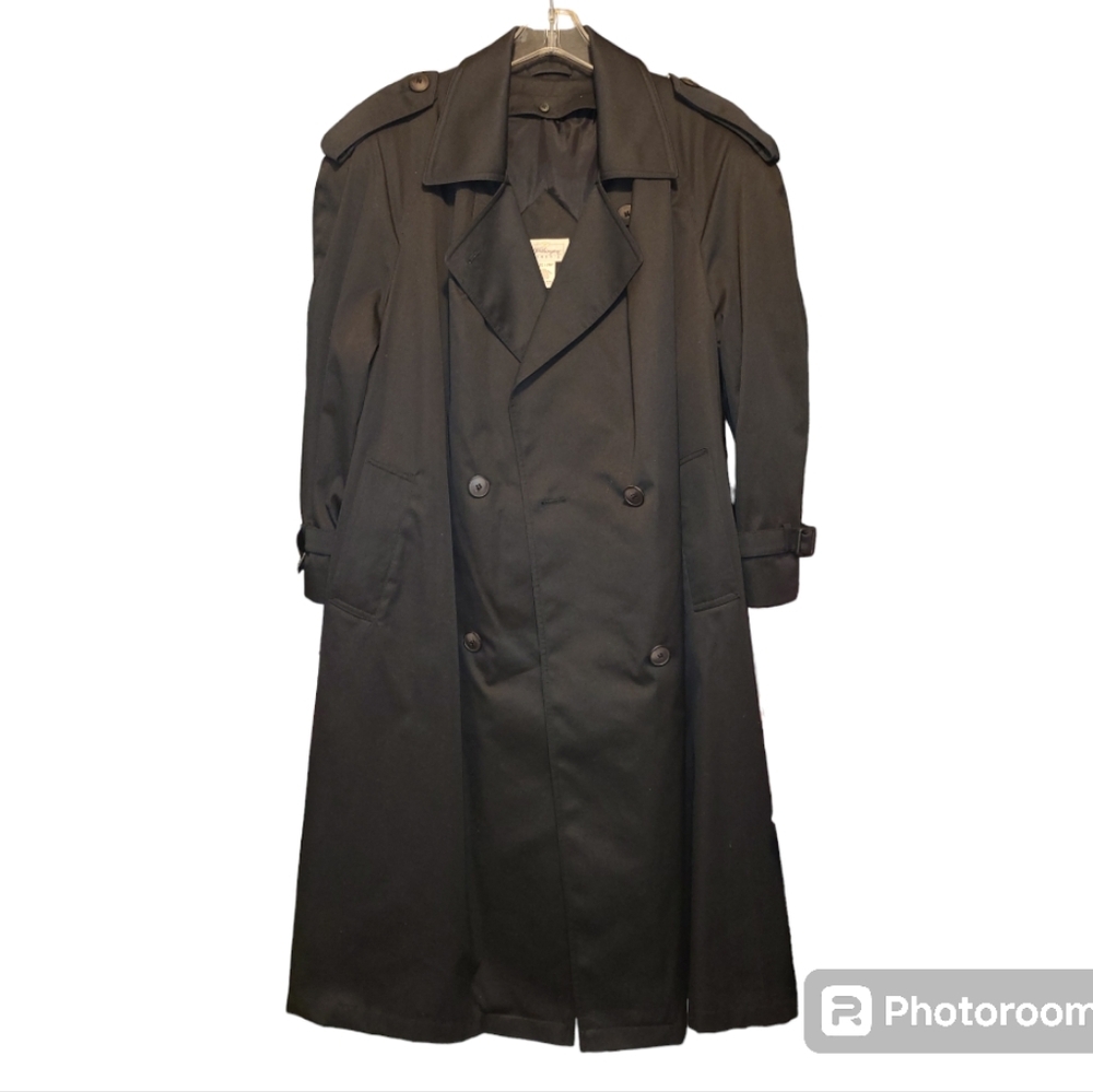 Vtg Worthington Black Trench Dress Coat insulated ladies 18 WP VINTAGE EUC‎ plus